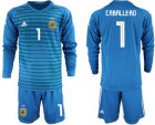 Cheap Argentina #1 Caballero Blue Long Sleeves Goalkeeper Soccer Country Jersey