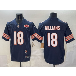 Chicago Bears 18 Caleb Williams Navy F.U.S.E. Vapor Limited Men Jersey with VMH Patch