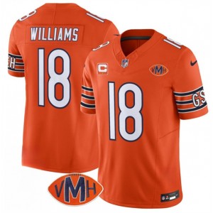Chicago Bears 18 Caleb Williams Orange F.U.S.E. Vapor Limited Men Jersey with VMH Patch & C Patch