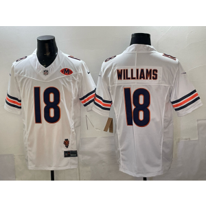 Chicago Bears 18 Caleb Williams White F.U.S.E. Vapor Limited Men Jersey with VMH Patch