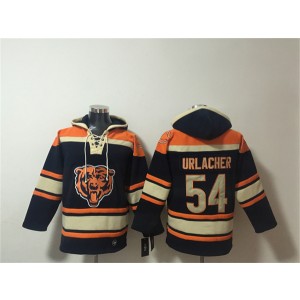 Chicago Bears 54 Brian Urlacher Navy Ageless Must-Have Lace-Up Pullover Hoodie