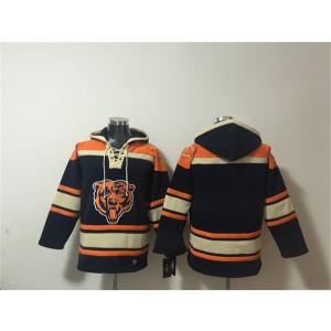 Chicago Bears Blank Navy Ageless Must-Have Lace-Up Pullover Hoodie