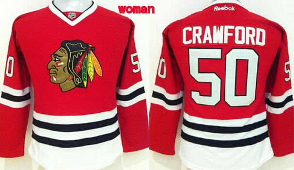 NHL Chicago Blackhawks #50 Corey Crawford Red Womens Jersey