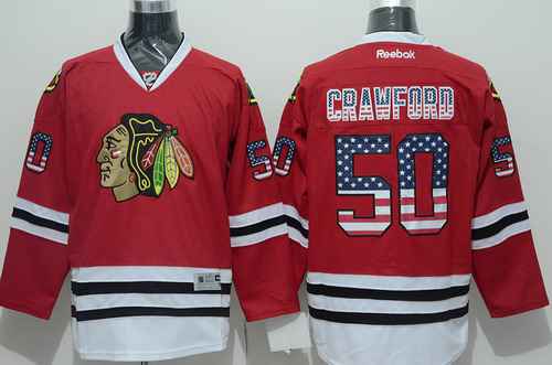Chicago Blackhawks #50 Corey Crawford USA Flag Fashion Red Jersey Chicago Blackhawks #50 Corey Crawford USA Flag Fashion Red Jersey