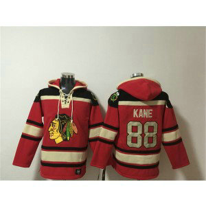 Chicago Blackhawks 88 Patrick Kane Red Lace-Up Pullover Hoodie