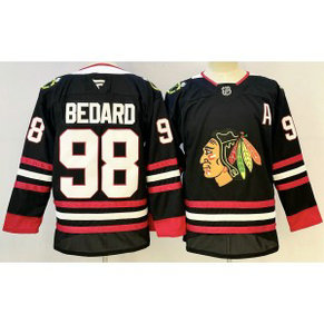 Chicago Blackhawks 98 Connor Bedard Black Men Jersey
