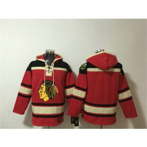 Chicago Blackhawks Blank Red Lace-Up Pullover Hoodie