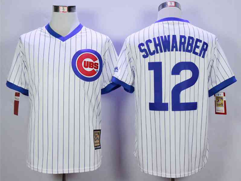 Chicago Cubs #12 Kyle Schwarber White Throwback Jersey