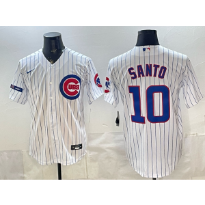 Chicago Cubs 10 Santo White Cool Base Men Jersey