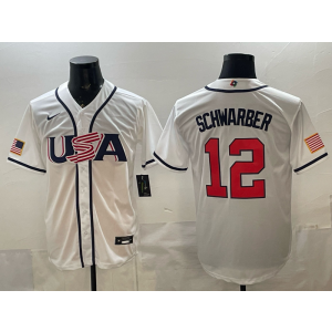 Chicago Cubs 12 Kyle Schwarber White World Cup Cool Base Men Jersey