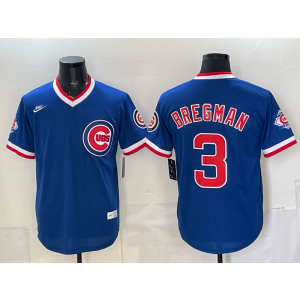 Chicago Cubs 13 Bregman Blue Throwback Men Jersey with 150th Patch