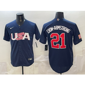 Chicago Cubs 21 Pete Crow-Armstrong Navy World Cup Cool Base Men Jersey