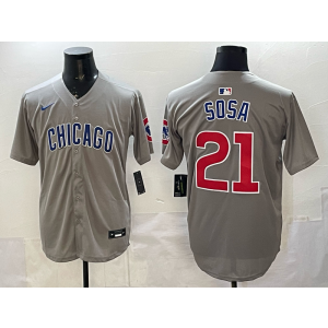 Chicago Cubs 21 Sosa Grey Cool Base Men Jersey