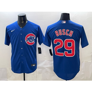 Chicago Cubs 29 Busch Blue Cool Base Men Jersey