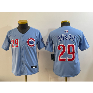 Chicago Cubs 29 Busch Light Blue Cool Base Youth Jersey