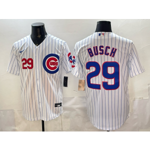Chicago Cubs 29 Busch White Cool Base Men Jersey