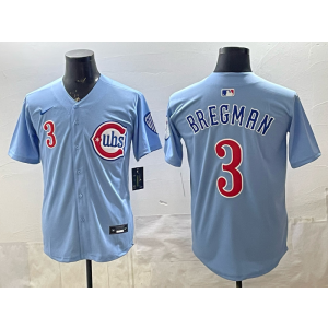 Chicago Cubs 3 Alex Bregman Light Blue Cool Base Men Jersey