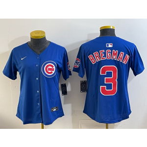 Chicago Cubs 3 Bregman Blue Cool Base Women Jersey