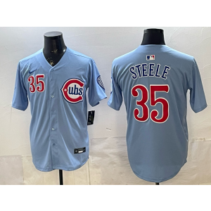 Chicago Cubs 35 Justin Steele Blue City Cool Base Men Jersey