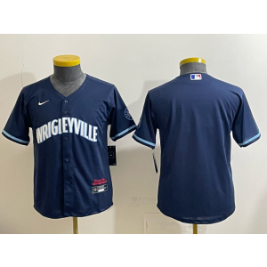 Chicago Cubs Blank Navy Cool Base Youth Jersey