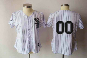Chicago White Sox Blank White Black Strip Women Custom Jerseys