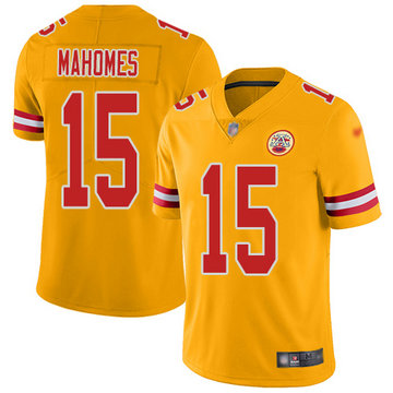 Chiefs #15 Patrick Mahomes Gold Men's Stitched Football Limited Inverted Legend Jersey