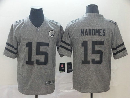 Chiefs #15 Patrick Mahomes Gray Men's Stitched Football Limited Gridiron Gray Jersey