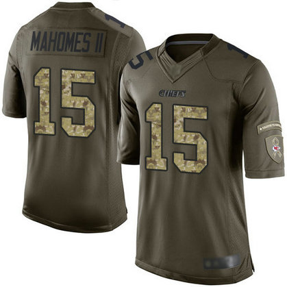 Chiefs #15 Patrick Mahomes Green Men's Stitched Football Limited 2015 Salute to Service Jersey