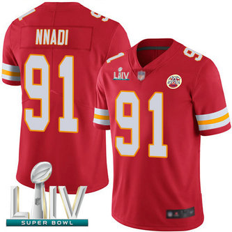 Chiefs #91 Derrick Nnadi Red Team Color Super Bowl LIV Bound Men's Stitched Football Vapor Untouchable Limited Jersey