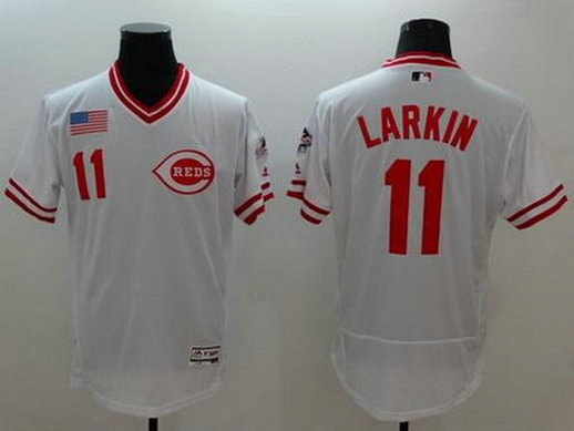 Cincinnati Reds #11 Barry Larkin White Flexbase Authentic Collection Cooperstown Stitched MLB Jersey