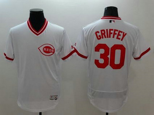 Cincinnati Reds #30 Ken Griffey White Flexbase Authentic Collection Cooperstown Stitched MLB Jersey