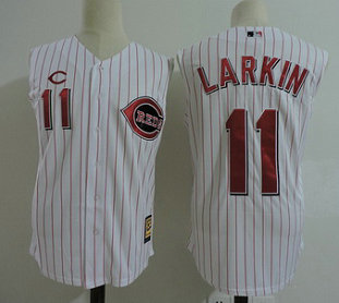 Cincinnati Reds 11 Barry Larkin White Cooperstown Collection Player MLB Jersey
