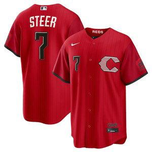 Cincinnati Reds 7 Spencer Steer Red 2026 City Connect Cool Base Men Jersey
