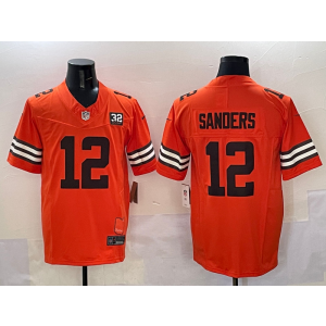 Cleveland Browns 12 Sanders Orange F.U.S.E. Vapor Limited Men Jersey with 32 Patch