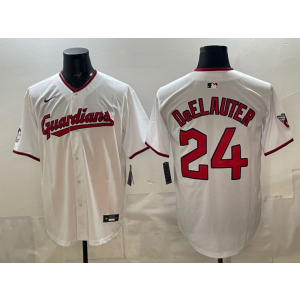 Cleveland Indians 24 DeElauter White Cool Base Men Jersey