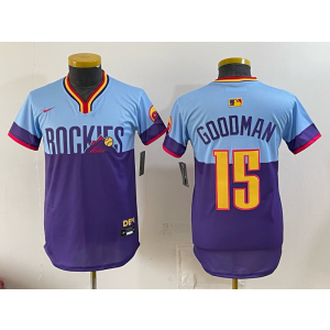 Colorado Rockies 15 Goodman Purple City Youth Jersey