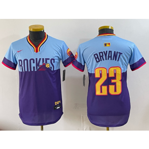 Colorado Rockies 23 Kris Bryant Purple City Youth Jersey