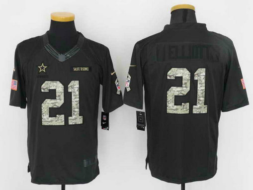 Cowboys #21 Ezekiel Elliott Anthracite Salute To Service Limited Jersey