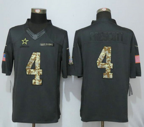 Cowboys #4 Dak Prescott Anthracite Salute To Service Limited Jersey