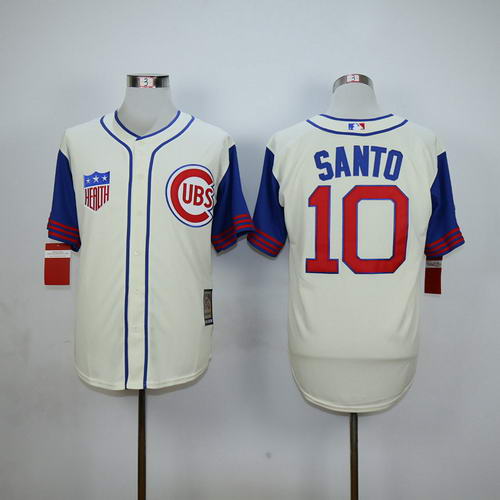 Cubs #10 Santo Cream Blue 1942 Turn Back The Clock Stitched MLB Jersey
