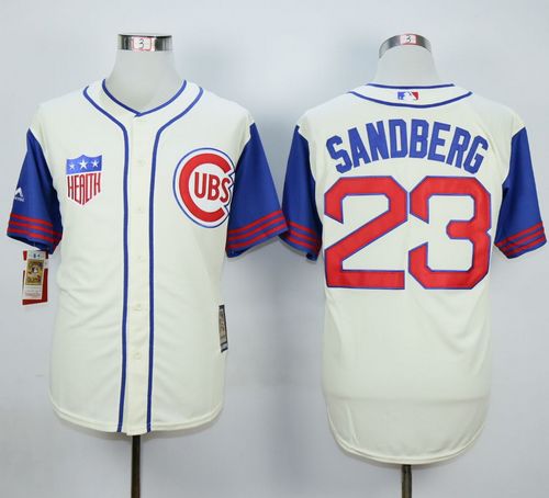 Cubs #23 Ryne Sandberg Cream And Blue 1942 Turn Back The Clock Stitched MLB Jersey