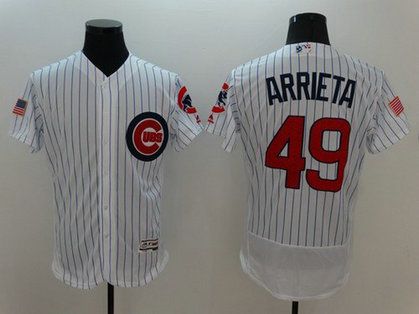 Cubs #49 Arrieta White Fashion Stars & Stripes Flexbase Jersey