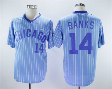 Cubs 14 Ernie Banks Light Blue Turn Back The Clock Jersey
