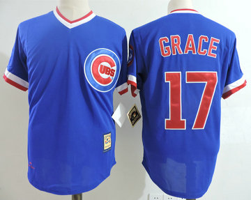 Cubs 17 Mark Grace Blue Cooperstown Collection Cool Base Jersey
