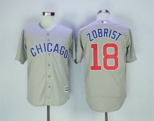 Cubs 18 Ben Zobrist Gray Road Cool Base Jersey