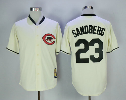 Cubs 23 Ryne Sandberg Cream Throwback Jersey