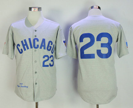 Cubs 23 Ryne Sandberg Gray 1969 Throwback Jersey