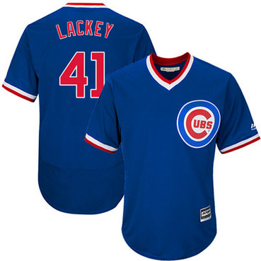 Cubs 41 John Lackey Blue Cooperstown Cool Base Jersey