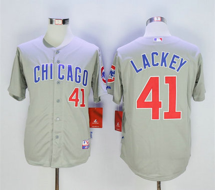 Cubs 41 John Lackey Gray Cool Base Jersey