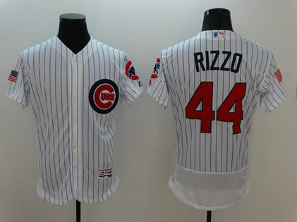 Cubs 44 Rizzo White Fashion Stars & Stripes Flexbase Jersey